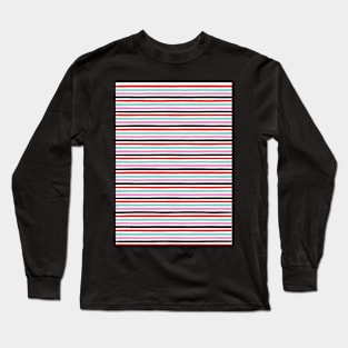 Stripes pattern, Pink, Red, Black, Blue, Stripes, Pattern, Fashion print, Funny art, Modern art, Wall art, Print, Minimalistic, Modern, Humor Long Sleeve T-Shirt